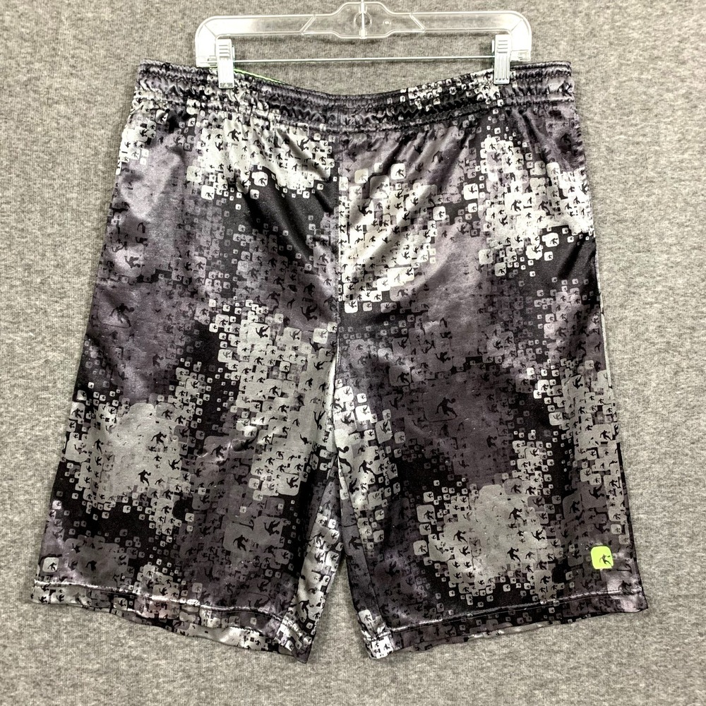 Y2K And1 Basketball Shorts Men Fits XL Black Camo Shiny Satin Elastic Baggy 11"